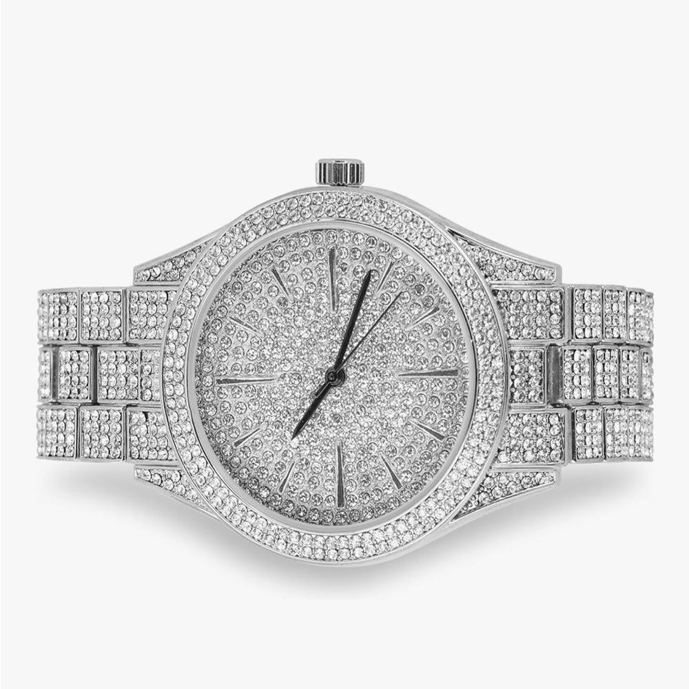 Bust Down Iced Out Watch Simulated Diamond Wristwatch Unisex HipHop Bling Shiny